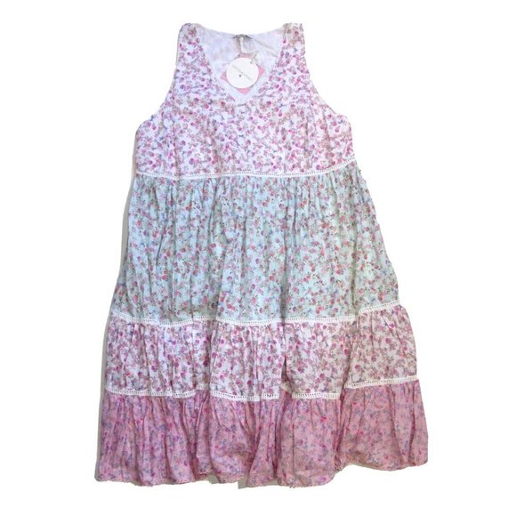 NWT LoveShackFancy x Target Camille in Pink Floral Sleeveless Tier Midi Dress M